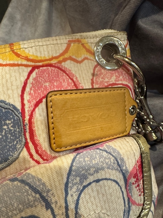 Coach Poppy Multicolor Signature Shoulder Bag with Silver Metallic Trim Clean - Picture 2 of 6